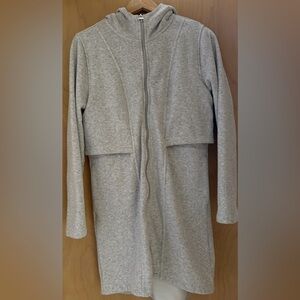 Athleta sz S light gray hoodie full zip sweatshirt coat